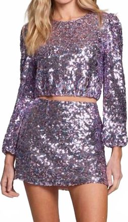 Saltwater Luxe Lyndee Top With Gigot Sleeves In Multi Pastel Rainbow