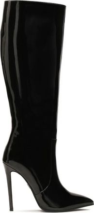 Kazar Elegante stiletto laarzen met hak van lakleer - Dames - Laarzen met Hak - Zwart - 39 EU - Leer - Schoenen