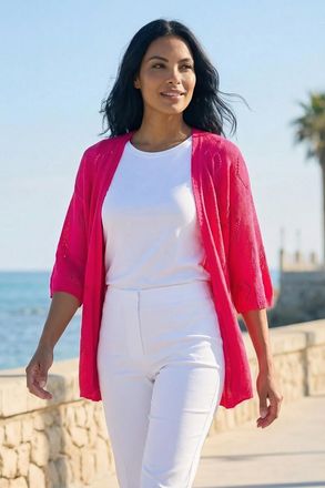 Roman Pointelle Heart Knit Cardigan