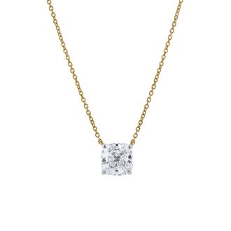 LuvMyJewelry Cushion Chic 14K Gold Lab Grown Diamond Necklace - 1.50 ct