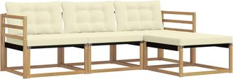vidaXL Conjunto De Sof&aacute;s De Exterior 4 Uds. Blanco Y Crema Vidaxl