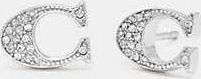 Coach Womens Signature Stud Earrings in Grey | Metal