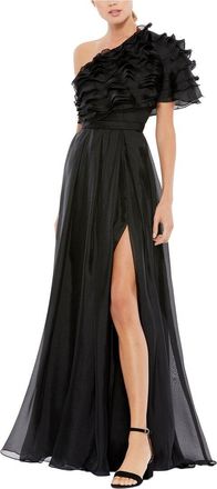 Mac Duggal Appliqued One Shoulder Flowy Gown