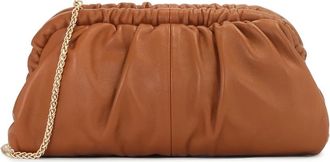 Kazar Wrinkle clutch tas met stijf frame - Dames - Clutches - Bruin - ONE Size - Leer - Tassen