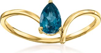 RS Pure by Ross-Simons London Blue Topaz Ring in 14kt Yellow Gold