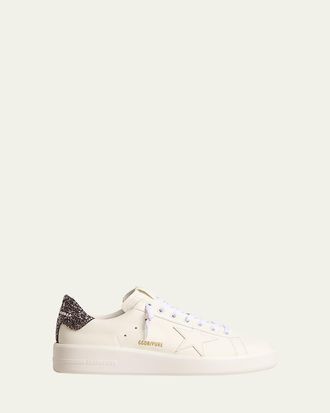 Golden Goose Purestar Leather Glitter Low-Top Sneakers