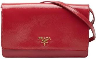 Prada Pre-owned Cross Body Bags, female, Red, Size: ONE SIZE Pre-owned Saffiano Shoulder Bag