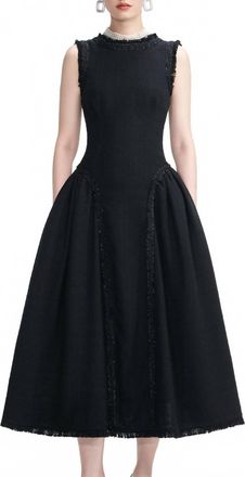 Self Portrait Boucle Sleeveless Midi Dress In Black