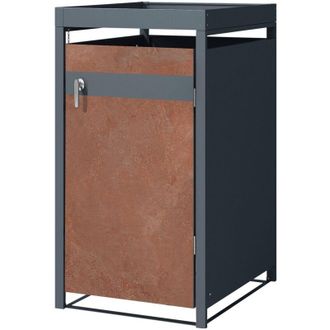 ML Design Ml-design - Cobertizo De Exterior Para 1 Cubo De Basura De 240l 68x80x124 Cm Antracita Con Acabado &Oacute;xido Mueble Cubrecontenedor De Acero Resistente Co