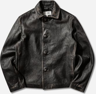 Maison Margiela Men s Distressed Leather Jacket Black