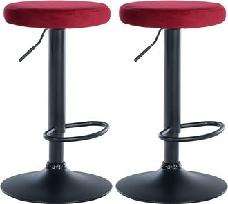 Clp Clp - Set De 2 Taburetes De Bar Ponte En Terciopelo Rojo Metal Negro Mate
