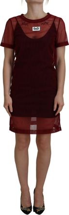 Dolce & Gabbana Womens Mesh Mini Dress Burgundy Style - Dark Red Silk - Size EU 40 (Womens)
