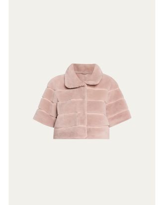 Gorski Reversible Lamb Shearling Bolero Jacket With Cropped Sleeves
