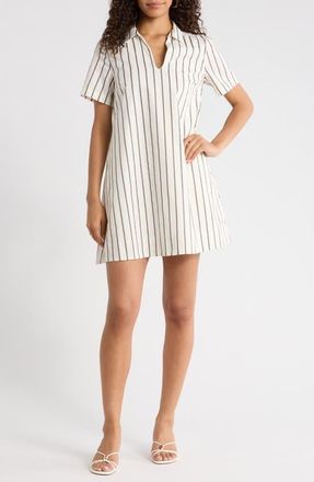 Sugarlips Kamara Stripe Cotton Shirtdress in Marshmallow at Nordstrom, Size X-Small