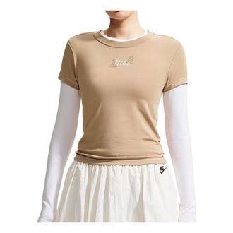 Nike (WMNS) Nike Sportswear Chill Knit Fitted T-Shirt Tan IW1214-242