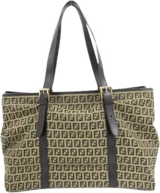Fendi Pre-owned Tote Bags, female, Beige, Size: ONE SIZE Pre-owned Canvas Tote Bag