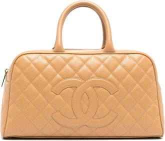 Chanel 2003 CC diamond-quilted bowling bag - women - Caviar Leather - One Size - Yellow