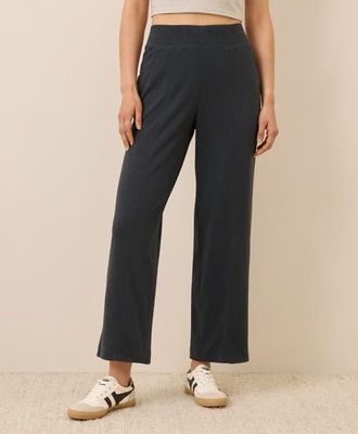 Pact Organic Cotton Airplane Pintuck Wide Leg Pant in Charcoal Heather at Nordstrom, Size Xx-Small 29