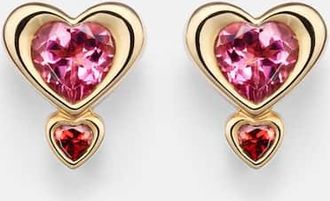 Roxanne First Orecchino singolo in oro 14kt con tormalina e granato