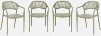 Sweeek Silla De Jard&iacute;n Apilable Con Efecto Cuerda, Set De 4