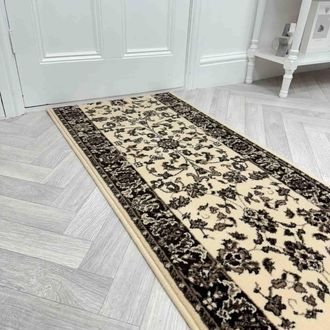 Runrug Hallway Carpet Runner Rug - Soft & Comfy, 9mm - Traditional in Ivory | Size: 60 cm x 390 cm