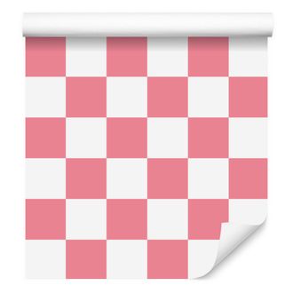 OEM Carta Da Parati A Scacchiera Corallo E Bianca, Sfondo Corallo 50x1000 Cm