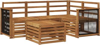 vidaXL Conjunto De Sof&aacute;s De Exterior 5 Uds. Natural Poli&eacute;ster Vidaxl