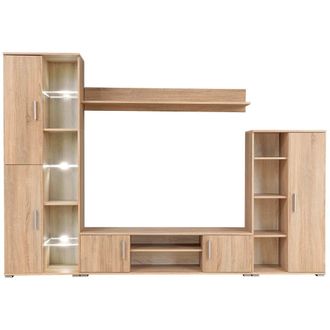 vidaXL Vidaxl - Mueble De Sal&oacute;n De Pared Para Tv Con Luces Led Roble Sonoma