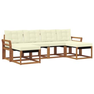 vidaXL Conjunto De Sof&aacute;s De Exterior Con Coj&iacute;n 6 Pcs Natural Y Crema Vidaxl