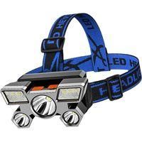 OEM Linterna Frontal Led De Cinco Cabezales, Luz Potente, Ultrabrillante, Recargable, Largo Alcance, Luz Para Pesca (azul, 1 Unidad) - Crezuo