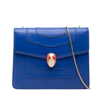 Bulgari Pre-owned Small Serpenti Forever Crossbody Bag - Dames - Vintage Schoudertas - Blauw - ONE Size - Leer - Vintage