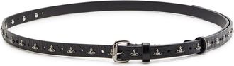 Vivienne Westwood Alex Orb Studs Leather Belt - Black - One Size