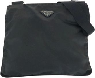 Prada Pre-owned Cross Body Bags, female, Black, Size: ONE SIZE Pre-owned Tessuto Nylon Shoulder Bag