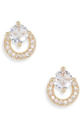 Nordstrom Rack Cubic Zirconia Circle Stud Earrings in Clear- Gold at Nordstrom Rack