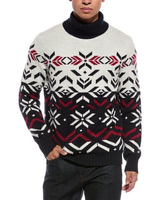 N.Peal N.Peal Jacquard Pattern 100% Cashmere Turtleneck Sweater