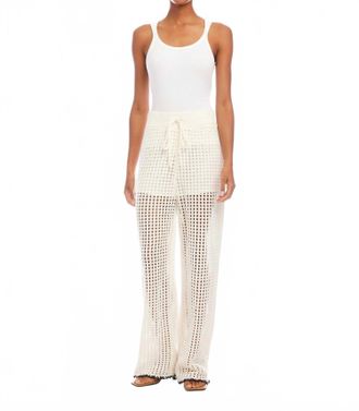 Fifteen Twenty Gianna Crochet Pants In Off White With Navy