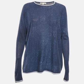 Maje Blue Silk Knit Sweatshirt
