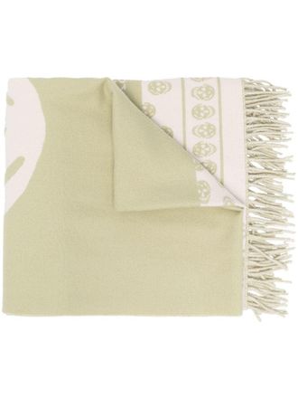 Alexander McQueen two-tone skull-print scarf - women - Wool - One Size - Neutrals