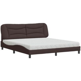 vidaXL Vidaxl - Cama Con Colch&oacute;n De Tela Marr&oacute;n Oscuro 180x200 Cm