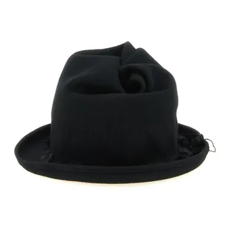 Yohji Yamamoto Accessoires, Heren, Zwart, L, Wol, Hoed van Zuivere Wol