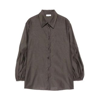 PESERICO Peserico, Shirts, female, Brown, Size: L Puff-sleeve Shirt