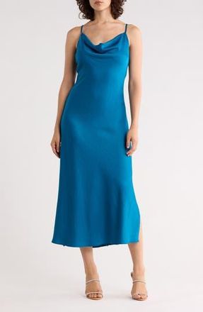 West K Hammered Satin Slipdress in Teal at Nordstrom Rack, Size X-Small