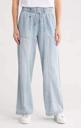 Kensie Drapey High Waist Tie Wide Leg Jeans in Camden at Nordstrom Rack, Size X-Large