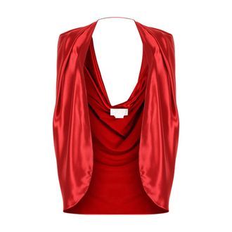 Genny Waistcoats, female, Red, XS, Red Satin Cape With Drape