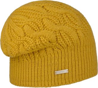 Seeberger Landesta Headsock Beanie Womens Winter Hat Knitted Hat with Lining Autumn Winter, yellow, One Size