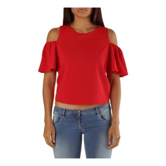 Met Met, Overhemden, Dames, Rood, L, Rode Ronde Hals Blouse