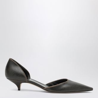 The Row D&eacute;collet&eacute; dOrsay Liisa in suede marrone scuro