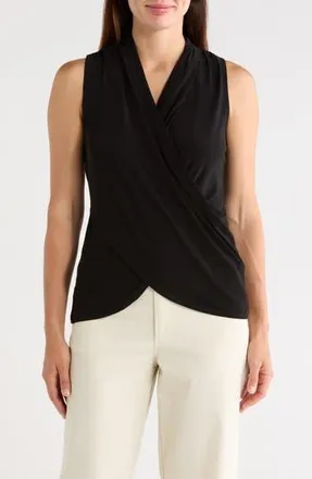 Vince Camuto Crossover Faux Wrap Tank in Rich Black at Nordstrom Rack, Size X-Large