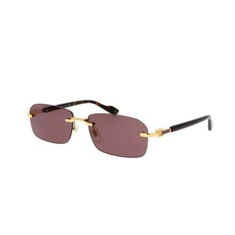 Gucci Rechthoekige Rimless Zonnebril - unisex - Accessoires - Geel - Maat: 56 MM Nylon