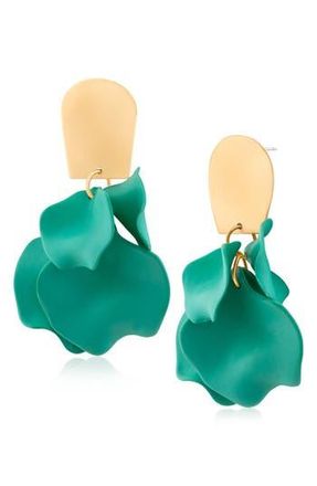 Jardin Ginkgo Flower Drop Earrings in Teal/Gold at Nordstrom Rack